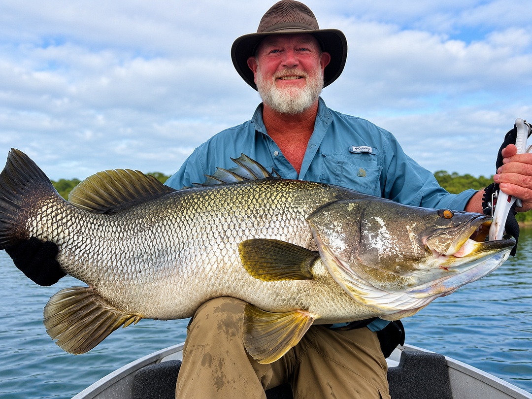 Uganda Fishing Safaris – Nile Perch Fishing Adventures Angler holding a Nile perch during a River Nile fishing safari in Uganda.
