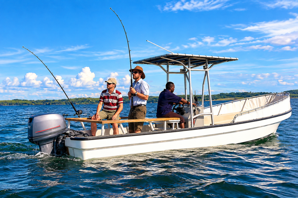 Nile perch fishing boat on Lake Victoria Uganda