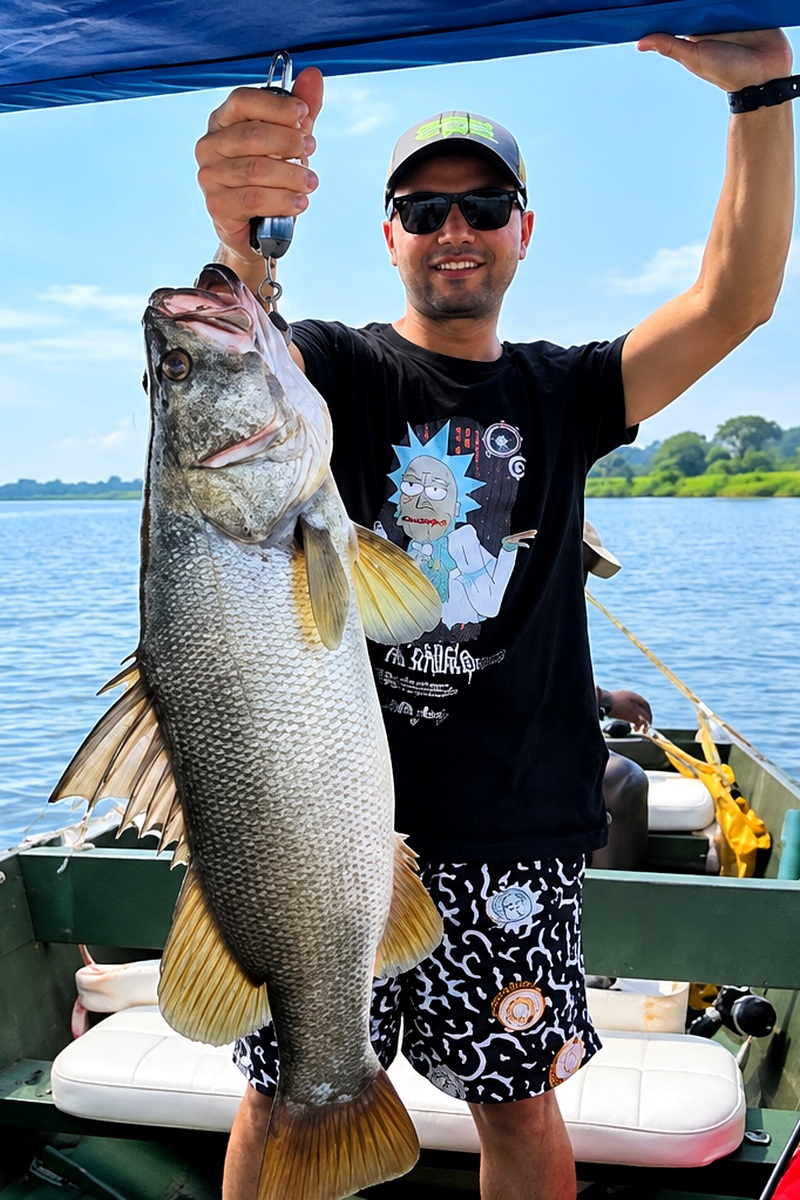 Uganda Fishing Safaris – Nile Perch Fishing Adventures Angler holding a large Nile perch during a fishing safari in Uganda